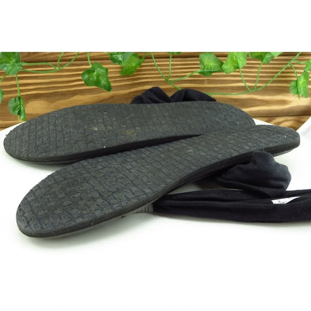 Sanuk Sz 8 M Black‎ Slingback Fabric Women Sandals